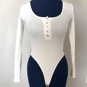 White Ribbed Bodysuit
